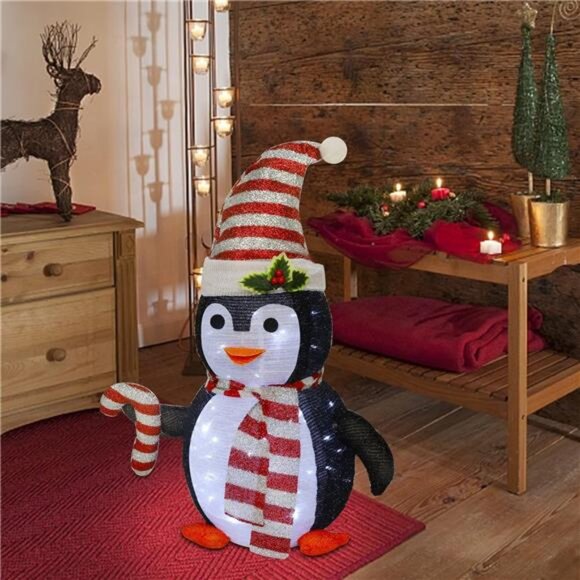 Lighted Christmas Penguin Decor 2.5FT / 30Inch Outdoor Collapsible Black Penguin - Picture 3 of 7